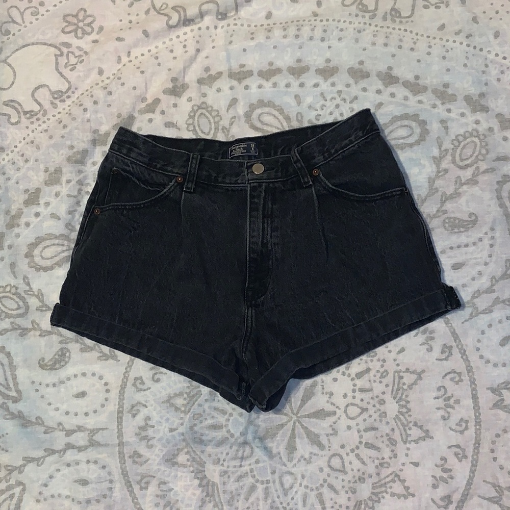 Abercrombie & Fitch Black High-Rise Denim Shorts